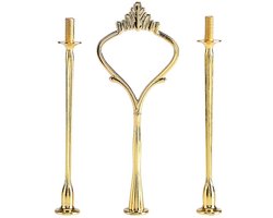 Jhubersproducts - Metalen Taartstandaard - Etagère voor Bruidstaart - Gouden Kleur - 3 Treden - Geschikt voor Verjaardag en Jubileum - Inclusief Acces