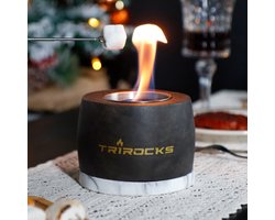 JHY DESIGN Ronde Zwarte Beton Tafel Vuurput Bowl Strakke Draagbare Wrijvingsalcohol Haard voor Buiten Binnen Tuin Balkon Eettafel (Modern)