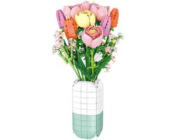 JieStar JJ9065 Rozen & tulpen bloemen bouwset | Botanical Flowers Collection modelbouw | Classic Creator STEM speelgoed bouwpakket voor volwassenen en kinderen | Educatief kunstbloemen plant decoratie geschikt voor Lego | bouwdoos met 1011 bouwstenen
