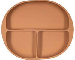 Jikkies® - Siliconen Kinderbord - Baby Bord - Bord - Zuignap - Met Vakken - Taupe - Veilig - Duurzaam - Kindvriendelijk - 100% Siliconen - Vaatwasserbestendig - Magnetronbestendig - Veilig Getest