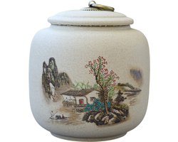 JinSho - Ceramic Tea Canister - Thee Voorraadpot - Japanese Village - 800ml