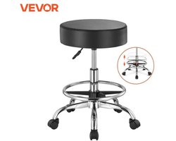 JLA Commerce - Tabouret - Tabouret op wielen - Zadelkruk - Zadelkruk op Wielen - Kruk op wielen - Kapperskruk - Kapperskruk op Wielen - 181kg Draagvermogen - Ultradik Kussen - Draaibare Kruk voor Salon, Bar, Thuis, Kantoor, Massage - Zwart