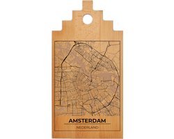 JM Woods - Borrelplank - Serveerplank - Hapjesplank - Kaasplank - Plattegrond - AMSTERDAM CENTRUM - Gepersonaliseerd - Cadeau tip!