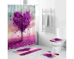 JMKA- DOUCHEGORDIJN - 180 X 180 CM - Douchegordijn+ badmat - gordijn