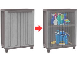 JMZR® Tuinkast - Tuinkist - Tuinkasten voor Buiten - Tuinberging - Kunststof - Grijs