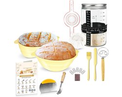 JMZR® Zuurdesem Starter Set - Broodbak Met Rijsmand - Sourdough - Geel