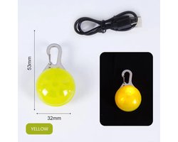 JN® Oplaadbare hondenverlichting - Kleur Geel - Hond - Hondenlamp - Sleutelhanger - Sleutelbosverlichting - Sleutelverlichting - Oplaadbaar - USB oplaadbare hondenlamp – Hondenlicht - Hond uitlaten – Verlichting hond - Kattenverlichting - Kat - Licht
