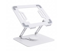 JNOVA Laptop Standaard - Verstelbaar en 360° Draaibaar - Ergonomische Laptop Verhoger - Geschikt voor 10 t/m 17,3 Inch - Wit