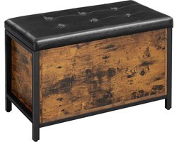 Joans Kisten - opbergkist - Opbergbank - zitbank met opbergruimte- opbergkast - vintage bruin 80 x 40 x 50 cm