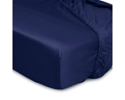 JOARZ Hoeslaken - Katoen-Satijn - Geschikt voor matrassen - Hoekhoogte tot 30 cm - 180x220 - Deep Blue