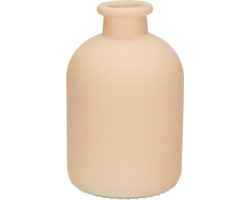 Jodeco Bloemenvaas Avignon - Fles model - glas - mat taupe - 17 x 11 cm