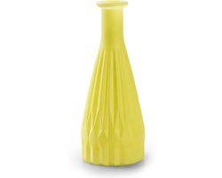 Jodeco Bloemenvaas Patty - mat geel - glas - D8,5 x H21 cm - fles vaas