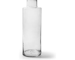 Jodeco Bloemenvaas Willem - helder transparant - glas - 11,5 x 26 cm - fles vorm vaas