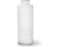 Jodeco Bloemenvaas Willem - helder transparant - glas - 11,5 x 32 cm - fles vorm vaas