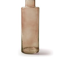 Jodeco Bloemenvaas Willem - transparant beige glas - 11,5 x 26 cm - fles vorm vaas