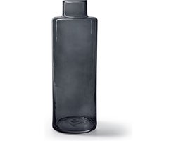 Jodeco Bloemenvaas Willem - transparant smoke glas - 11,5 x 26 cm - fles vorm vaas