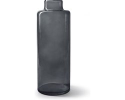 Jodeco Bloemenvaas Willem - transparant smoke glas - 11,5 x 32 cm - fles vorm vaas