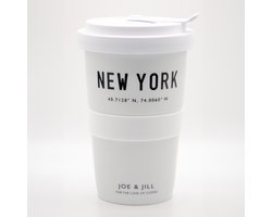 Joe&Jill Premium koffiemok - Koffiebeker To Go - 'New York' - 330ml - Porselein