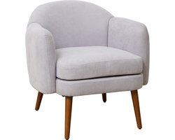 JOHAN fauteuil - lounge stoel gestoffeerde stoel rubber houten poten armleuningen, gestoffeerd moderne Scandinavische woonkamer serre lichtgrijs