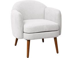 JOHAN fauteuil - lounge stoel gestoffeerde stoel rubber houten poten armleuningen gestoffeerde moderne Scandinavische woonkamer serre wit