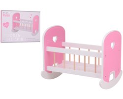 Johntoy houten poppenwieg Baby Rose schommelwieg speelgoedbed.