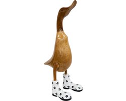 JoJo Living Woonaccessoires - Dieren - Houten eend met laarzen - L - Wit - 48 cm - Handgemaakt