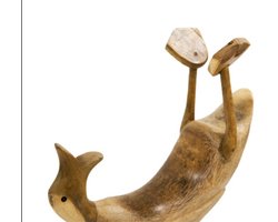 JoJo Living Woonaccessoires - Dieren - Teakhouten fleshouder eend - 35 x 24 cm - Handgemaakt