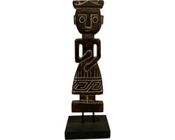 JoJo Living Woonaccessoires - Ornament - Teakhouten beeld op voet model 1 - Handgemaak - 52x14.5cm