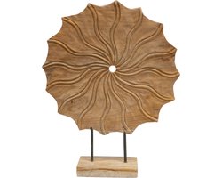 JoJo Living Woonaccessoires - Teakhouten ornament Wave - Houten woondecoratie op voet - Handgemaakt