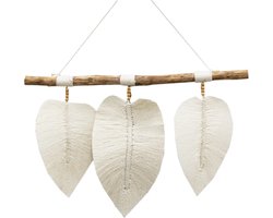 JoJo Living Woonaccessoires - Wanddecoratie - Wanddecoratie Bulu Wit- Model 1 - Veer - Handgemaakt