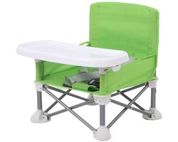 Jojoy - Opvouwbaar Babyzitje Met Eetblad - Draagbare Kinderstoel 5-Punts Harnas - Tot 15kg - Groen - BIBISEAT