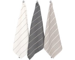 Jokipiin - linnen handdoek - licht bruin met witte strepen - 75 x 150 cm