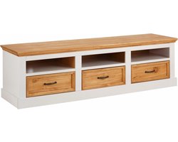 Jolene|Bureau met 1 deur en 1 lade in grenen en rotan Espresso