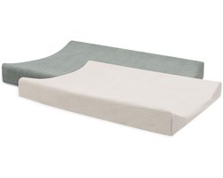 Jollein Aankleedkussenhoes - 50x70cm - Badstof - Sea Green/Ivory - 2 stuk
