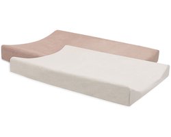 Jollein Aankleedkussenhoes - 50x70cm - Badstof - Wild Rose/Ivory - 2 stuk