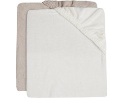 Jollein - Aankleedkussenhoes Badstof 50x70cm - Zachte Hoes Baby Aankleedkussen - Ivory/Nougat - 2 Stuks