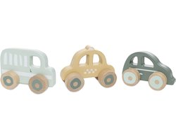 Jollein Baby Houten Auto Op Wielen - 3 Stuks - Houten Speelgoed