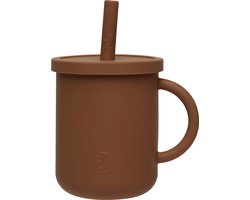 Jollein - Drinkbeker Met Rietje (Caramel) - Siliconen - Baby Drinkberker, Baby Bestek - 6-18 maanden