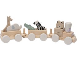 Jollein - Houten Speelgoedtrein - Jungle Jambo - Jungle Dieren - Houten Speelgoed Voertuig - 100% FSC