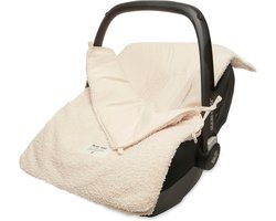 Jollein Voetenzak Boucle Naturel - Teddy - Voor Baby Autostoeltje Groep 0+ en Kinderwagen - Voor 3-Punts en 5-Punts Gordel - Crème