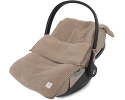 Jollein Voetenzak voor Autostoel & Kinderwagen - Cloudy Rib - Katoen - 42x82cm - Milky Coffee