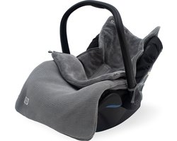 Jollein - Voetenzak voor Autostoel & Kinderwagen (Stone Grey) - Basic Knit - Katoen - Polyester - Footmuff Kinderwagen of Autostoel - 42x82cm