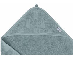 Jollein x Nijntje - Badcape Badstof 75x75cm - Baby Handdoek met Badcape, Omslagdoek, Badponcho - Miffy Jacquard Sea Green