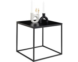 Jones | sidetable | zwart | staal en spaanplaat | 45x45x45 cm | bijzettafel | bijzettafel buiten | bijzettafel industrieel | salontafel | klein bijzettafeltje | Wood Selections