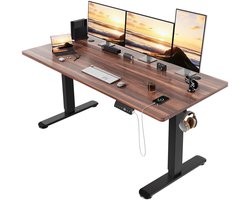 Joorly Elektrisch Zit-Sta Bureau - Elektrisch Verstelbaar Bureau - 160x80 - In hoogte verstelbaar 72 cm tot 118 cm - Slim Bedieningspaneel - Bruin