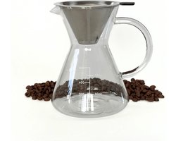 JOR Products® Koffiekan - Koffiezetapparaat - Koffie - Glazen - Koffiebeker - Glazen Pot - Koffiefilterhouder - Barista - RVS Gaas - Filter