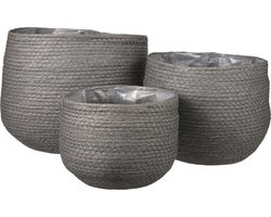 Jorck Plant Basket - Set of 3 - H24 x Ø26 cm - Paper - Grey