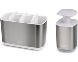 Joseph Joseph Badkamer Organizer - Badkameraccessoires - Set van 2 - RVS - Zilver/wit