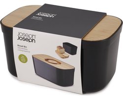 Joseph Joseph Broodtrommel incl. Snijplankdeksel - 18x21,5x35,5 cm - Zwart