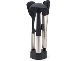 Joseph Joseph - Elevate Fusion Keukenhulpen met Houder 4-Delig - Kunststof - Zilver
